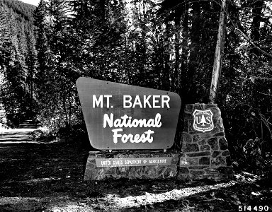514490 Mt. Baker NF Entrance Sign, Washington 1964 photo