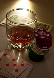 Drink and playing cards
