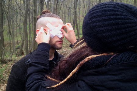 Danijel Šivinjski blindfolded at Fruška Gora mountain photo