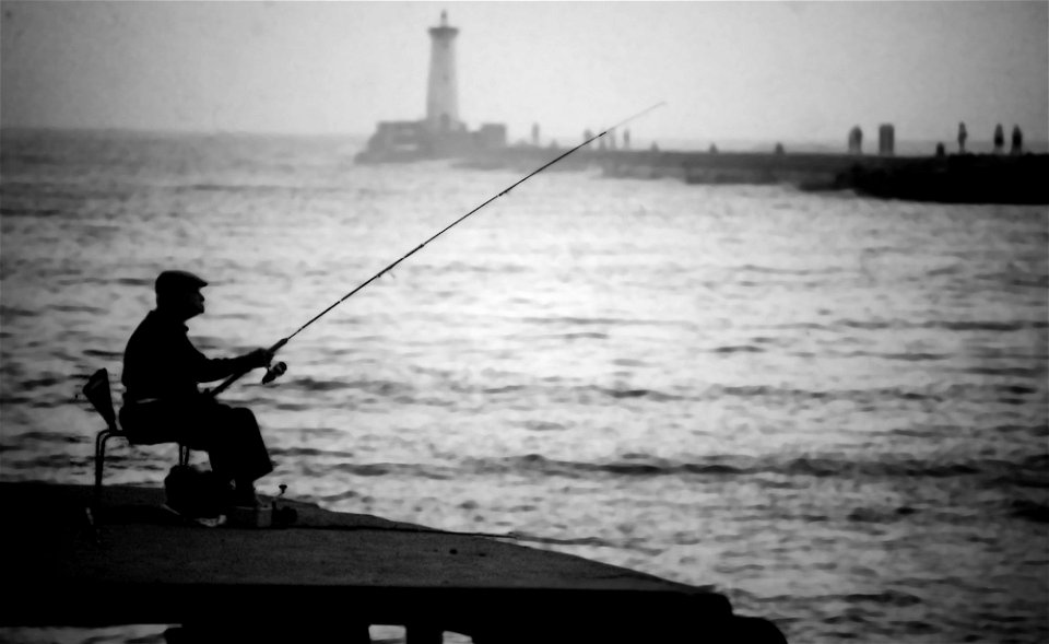 Fishing in sea photo