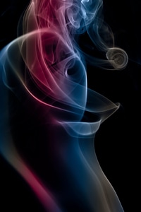 Pink and blue smoke