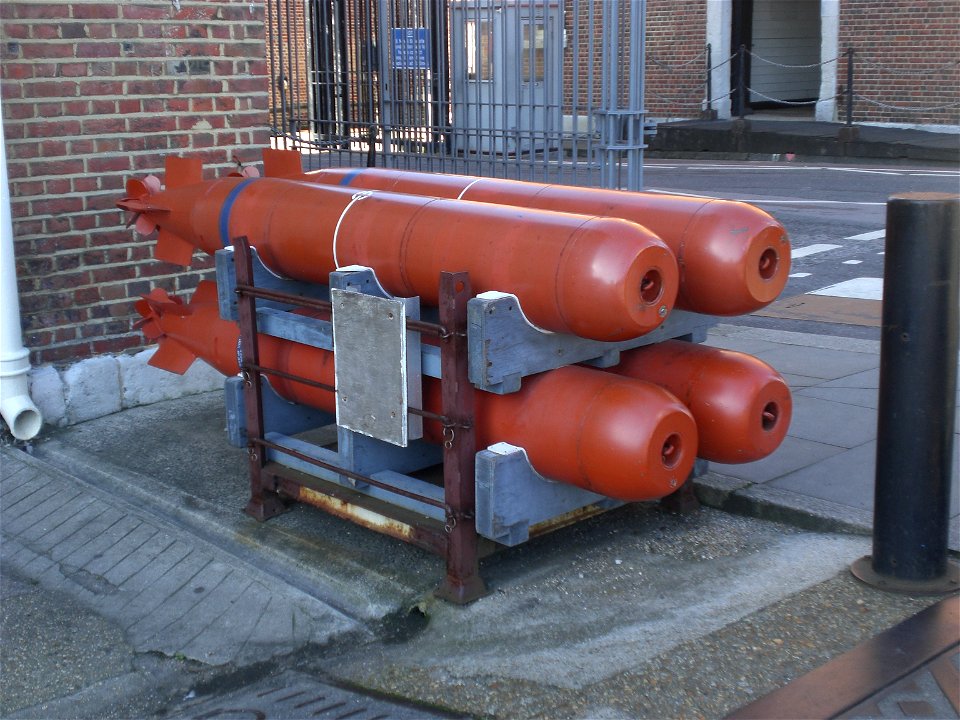 Decorative missiles at Portsmouth Historic Dockyard.