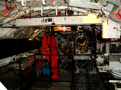 Forward torpedo room of submarine  HMS Ocelot launched 5 May 1962. The submarine is now preserved at the Chatham Historic Dockyard museum, Chatrham, Kent, UK.  To the left can be seen one racked spare