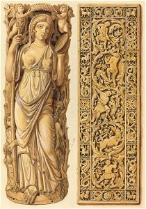 Renderings of an Ivory Carving of Ariadne from the 6th Century and an Ivory Plaque from the 9th Century