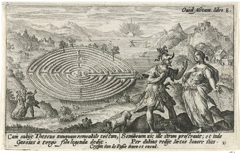 IdentificatieTitel(s): Theseus en AriadneMetamorfosen van Ovidius (serietitel)Objecttype: prent Objectnummer: RP-P-OB-15.946Catalogusreferentie: Franken 1338-71Hollstein Dutch 852Opschriften / Merken: