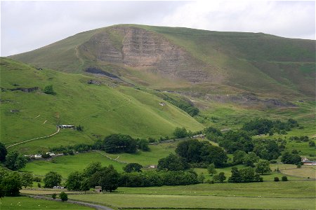 Mam Tor, near Castleton, Derbyshire, England.  Viewed from Peveril Castle.