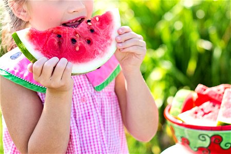 Child Girl Watermelon Eat photo