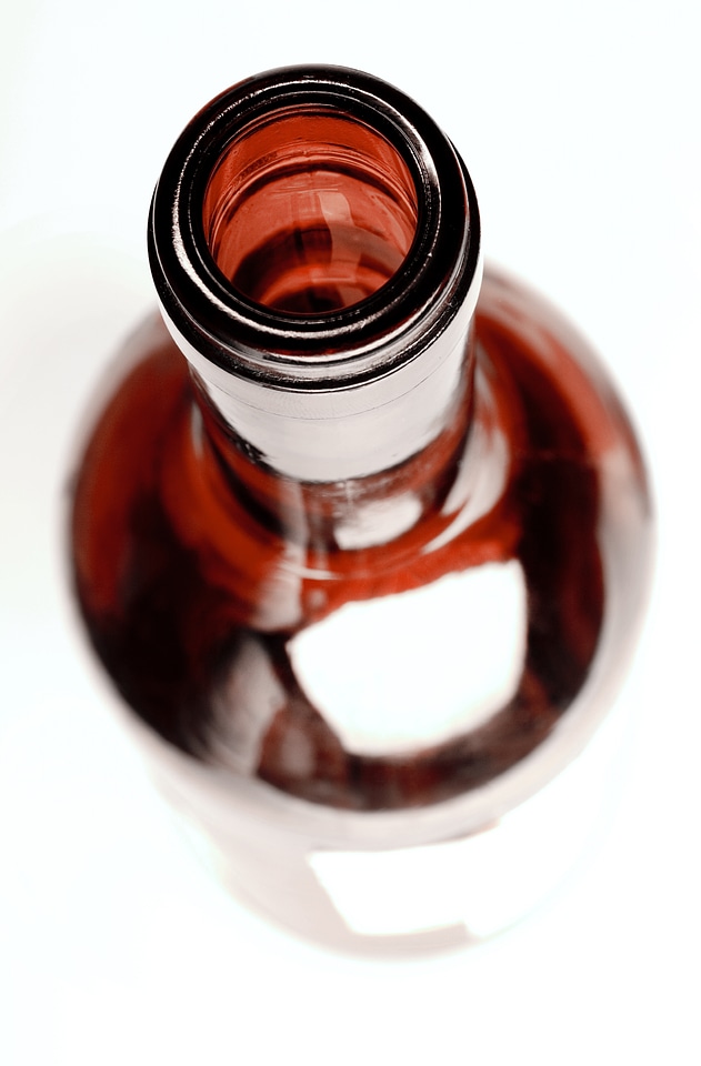 Brown glass bottle top view
