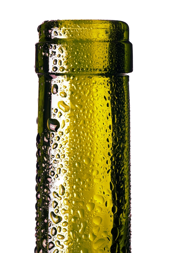 Droplets on glass bottle