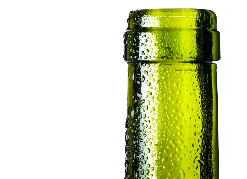Glass bottle with dew