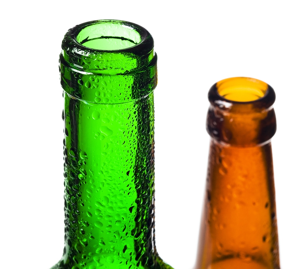 Glass bottles with dew