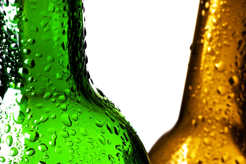 Glass bottles with droplets