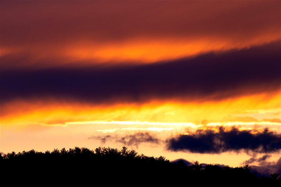 Foggy Sunset Over Hillside photo