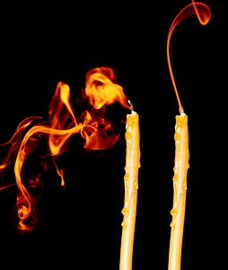Candles with orange smoke
