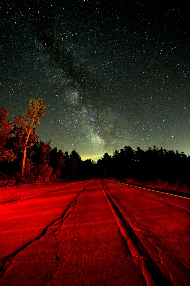 Milky Way Over Red Roadway photo
