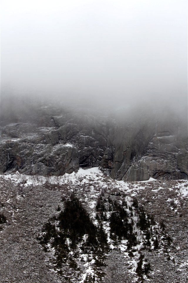 Foggy, Snowy Cliff photo