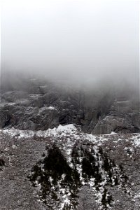 Foggy, Snowy Cliff