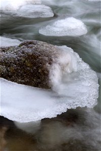 Icy Rock in Stream photo