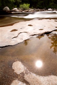 Sun Reflection in Small River Pool photo