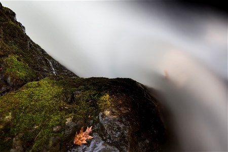 Long Exposure Stream Over Mossy Rock photo