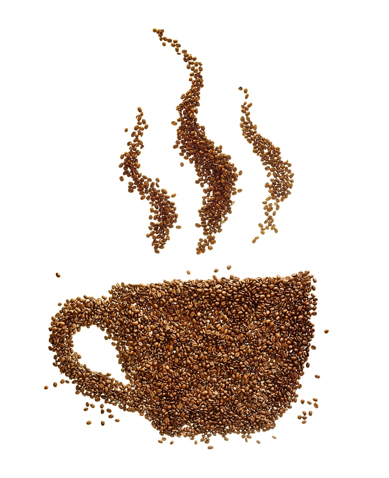 Coffee beans shaped as coffee cup
