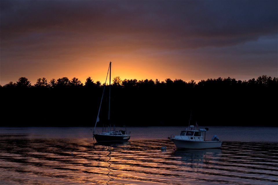 Moored Boats at Sunset photo