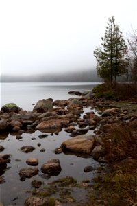 Rocky Lakeshore in the Fog photo