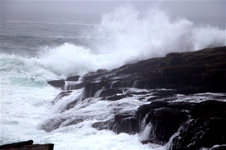 Stormy Waves Crashing on Rocks