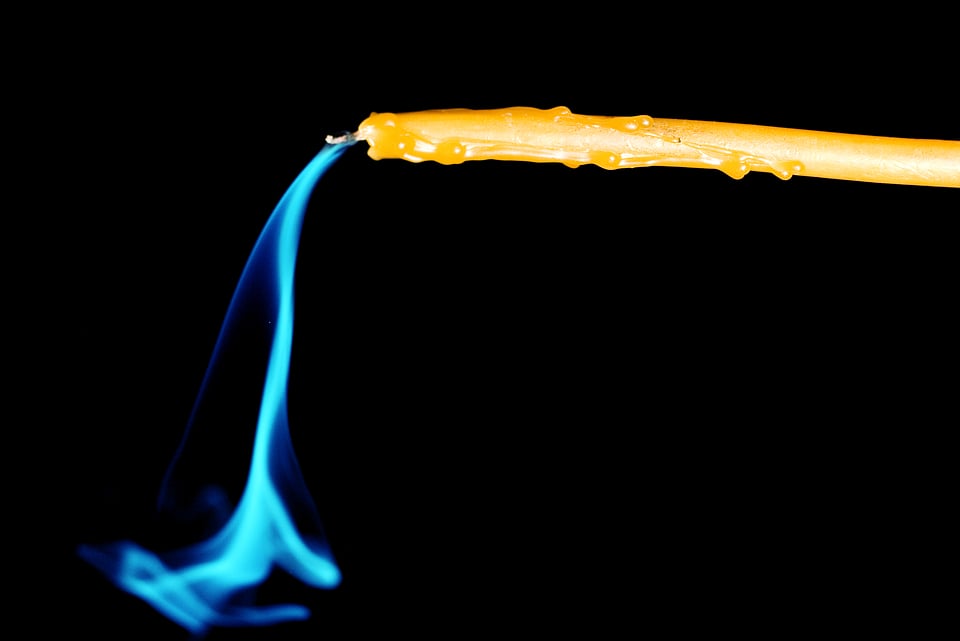 Candle and Blue Smoke Closeup