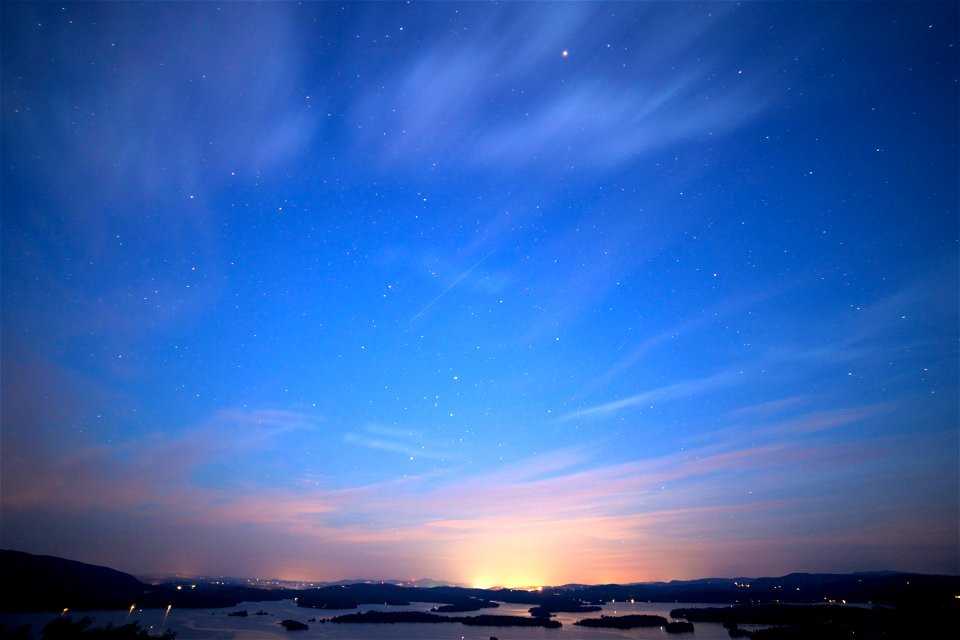 Bright Horizon at Blue Hour photo