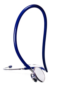 Isolated blue stethoscope photo