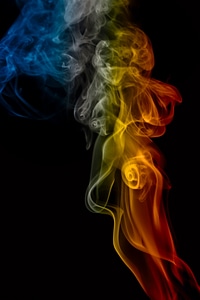 Multi colored smoke vapor