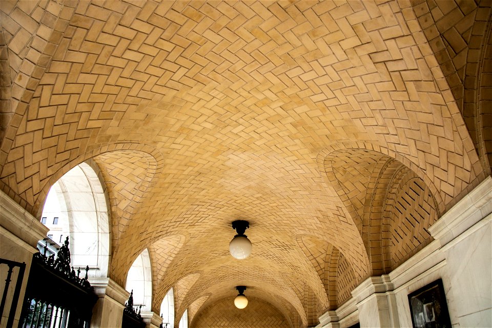 Patterned Ceiling Above Arched Passageway