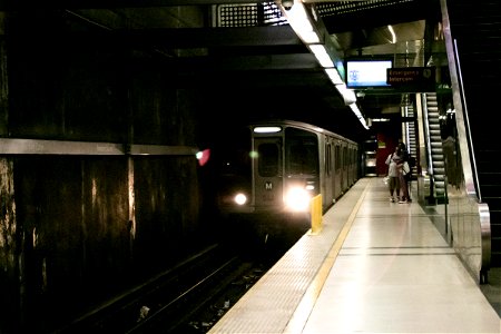 Subway Train Near Platform photo
