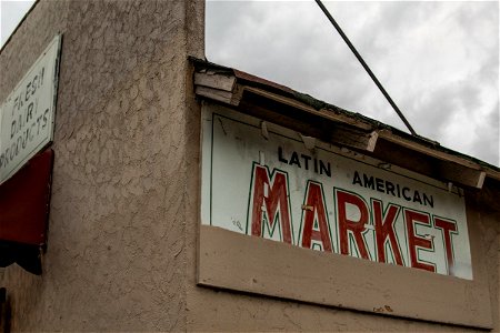 Old Market Signs On Building photo