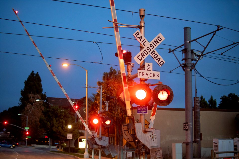 Red Lights At Railway Level Crossing photo