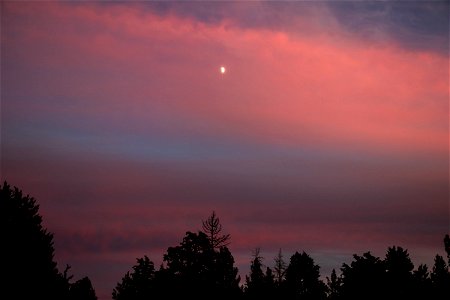 Small Moon In Purple Twilight Sky