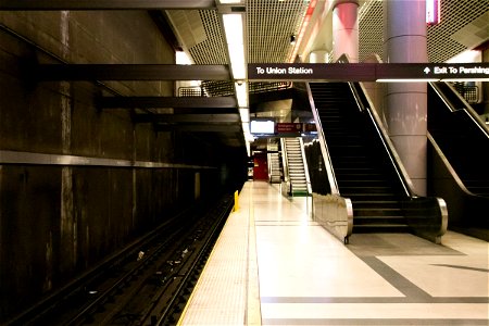 Escalators In Empty Subway Station photo