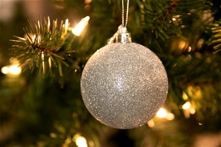 Close Up Of Glittery Bauble Ornament
