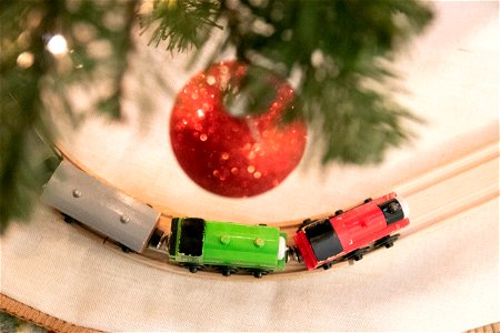 Toy Train Under Glass Ball Ornament photo