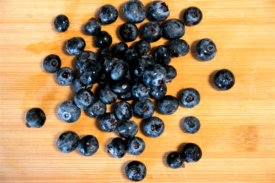 Blueberries On Wood Surface