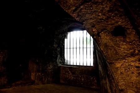 Barred Window In Ancient Dark Space photo