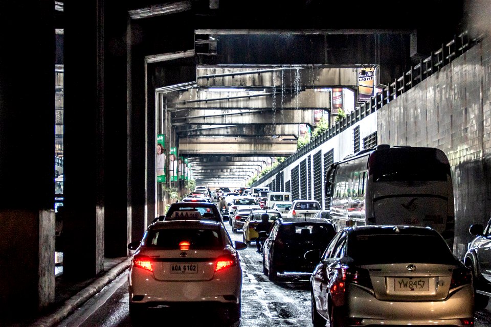 Vehicles In Traffic Jam Inside Tunnel photo