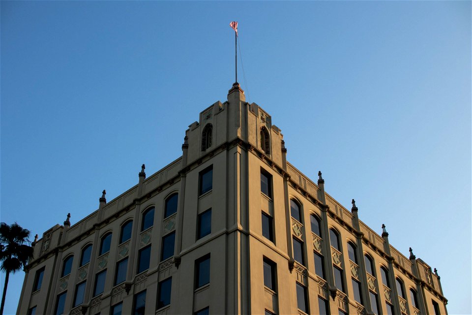 Flag On Corner Of Building
