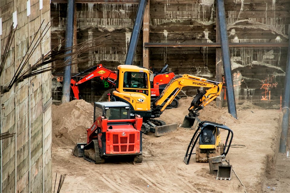 Heavy Equipment Vehicles In Construction Site