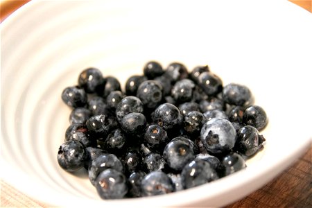 Close Up Of Blueberries In White Bowl photo