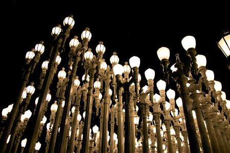 Lit Street Lamps Art Installation In Los Angeles photo