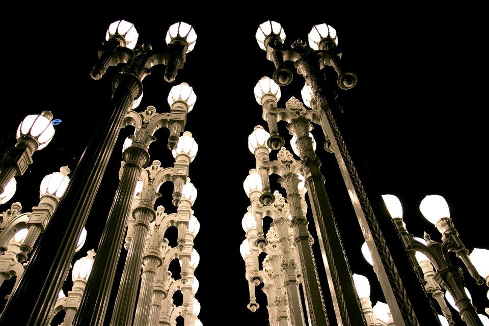 Rows Of Street Lamps In Urban Light Installation