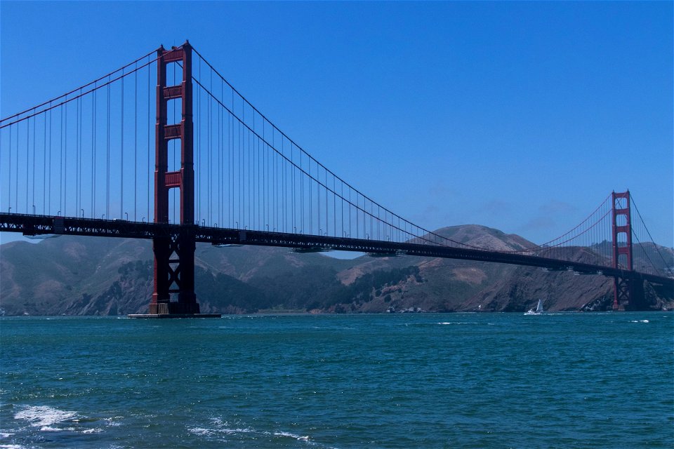 Hills Behind Towers Of Golden Gate Bridge photo