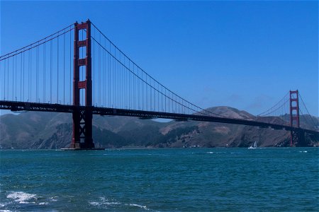 Hills Behind Towers Of Golden Gate Bridge